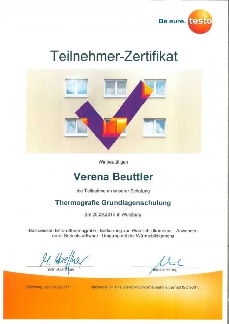testo Zertifikat Thermografie Grundlagenschulung